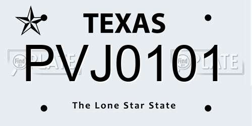 PVJ0101 Texas License Plate