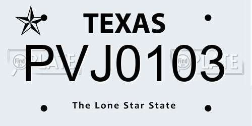 PVJ0103 Texas License Plate