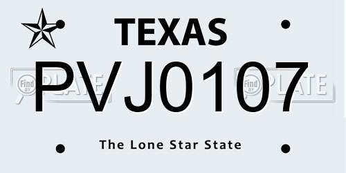 PVJ0107 Texas License Plate