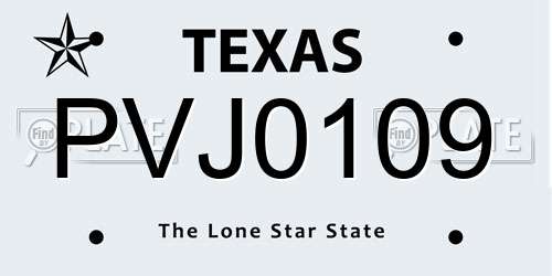 PVJ0109 Texas License Plate