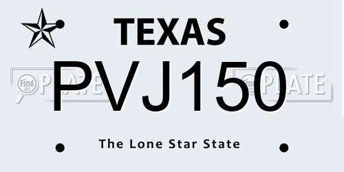 PVJ150 Texas License Plate
