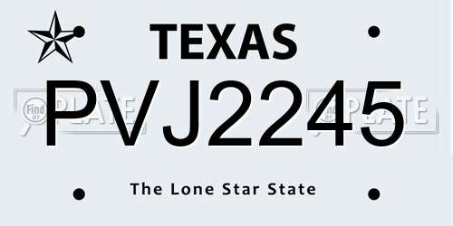PVJ2245 Texas License Plate