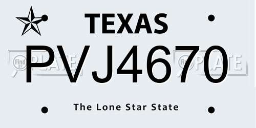 PVJ4670 Texas License Plate
