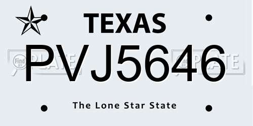 PVJ5646 Texas License Plate