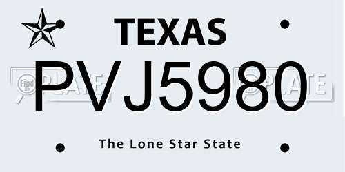 PVJ5980 Texas License Plate
