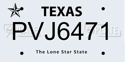 PVJ6471 Texas License Plate