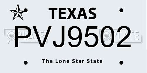 PVJ9502 Texas License Plate