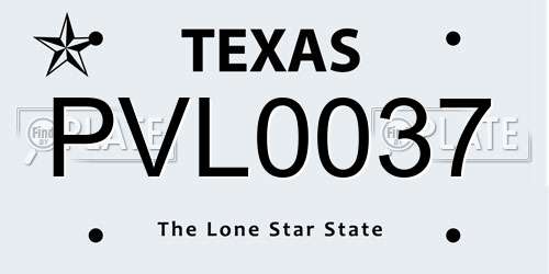 PVL0037 Texas License Plate