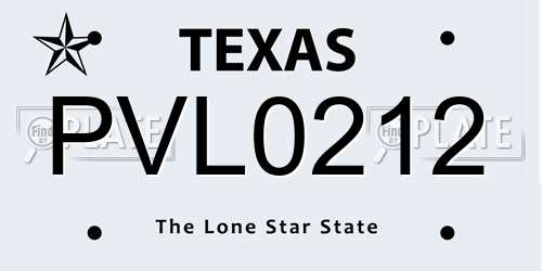 PVL0212 Texas License Plate
