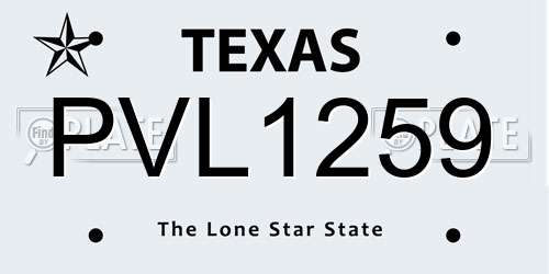 PVL1259 Texas License Plate