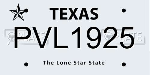 PVL1925 Texas License Plate