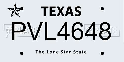 PVL4648 Texas License Plate