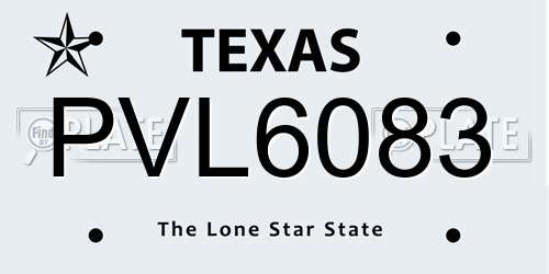 PVL6083 Texas License Plate