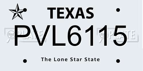 PVL6115 Texas License Plate