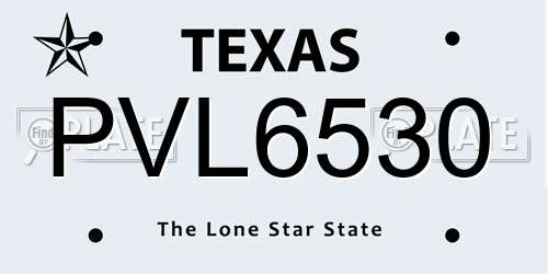 PVL6530 Texas License Plate