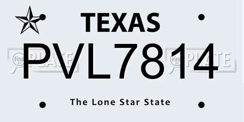 PVL7814 Texas License Plate