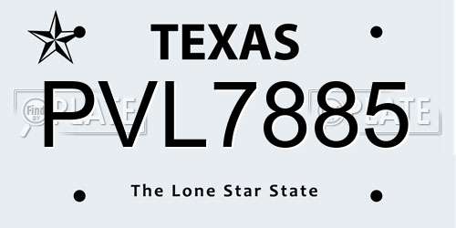 PVL7885 Texas License Plate