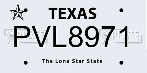 PVL8971 Texas License Plate