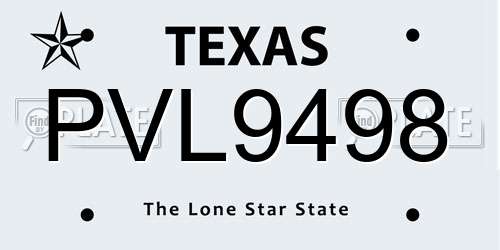 PVL9498 Texas License Plate