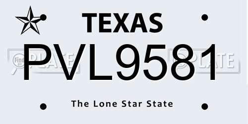 PVL9581 Texas License Plate