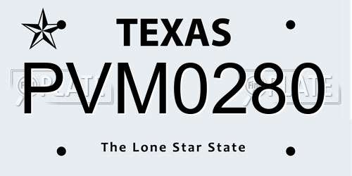 PVM0280 Texas License Plate