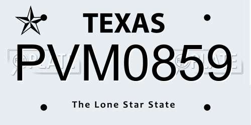 PVM0859 Texas License Plate