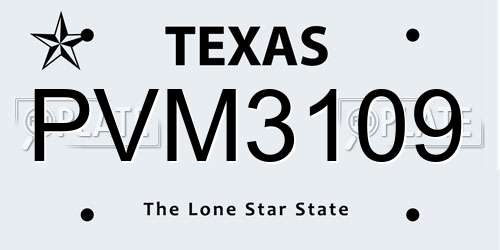PVM3109 Texas License Plate