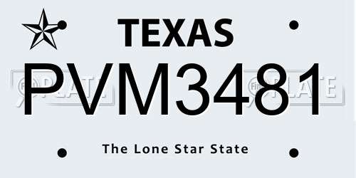 PVM3481 Texas License Plate