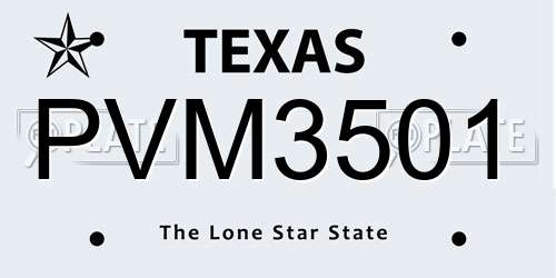 PVM3501 Texas License Plate