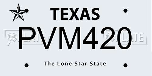 PVM420 Texas License Plate