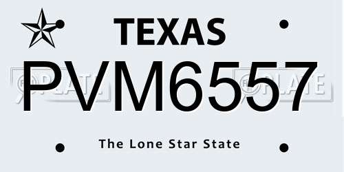 PVM6557 Texas License Plate