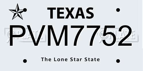 PVM7752 Texas License Plate