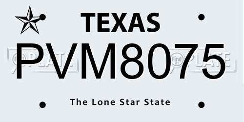 PVM8075 Texas License Plate