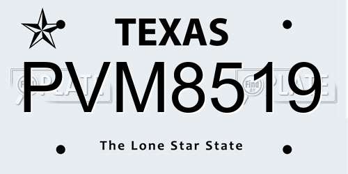 PVM8519 Texas License Plate