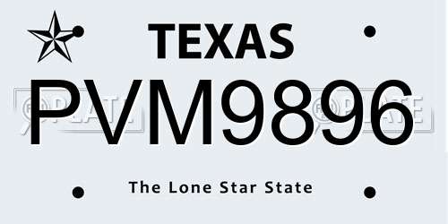 PVM9896 Texas License Plate