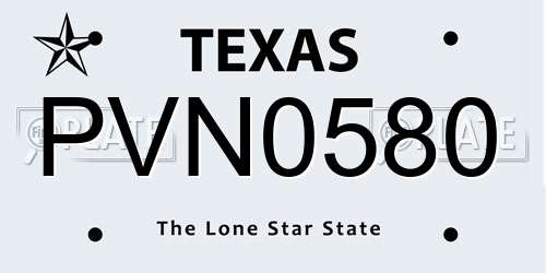 PVN0580 Texas License Plate