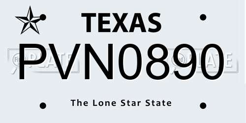 PVN0890 Texas License Plate