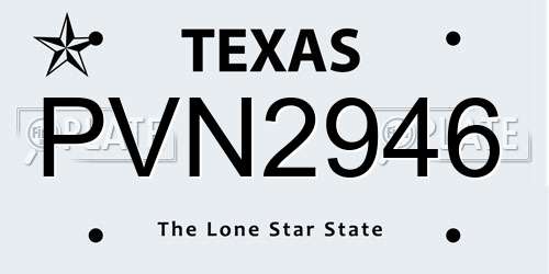 PVN2946 Texas License Plate