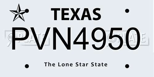 PVN4950 Texas License Plate
