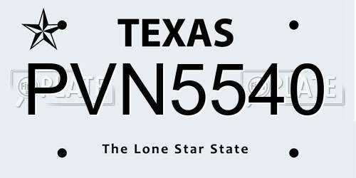 PVN5540 Texas License Plate