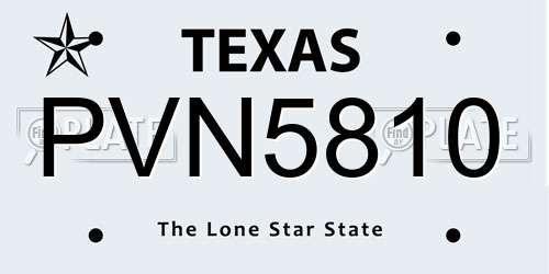 PVN5810 Texas License Plate