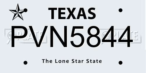 PVN5844 Texas License Plate