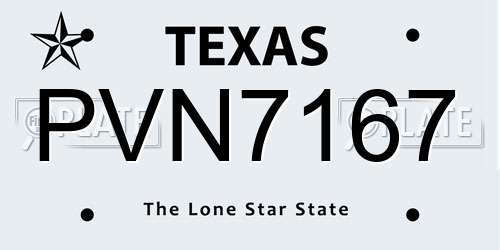 PVN7167 Texas License Plate