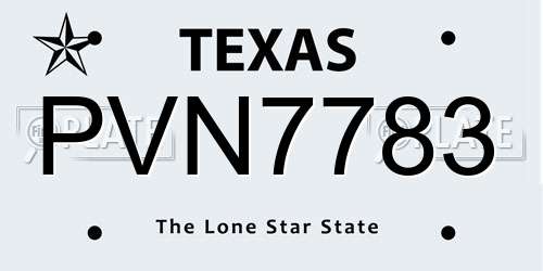 PVN7783 Texas License Plate
