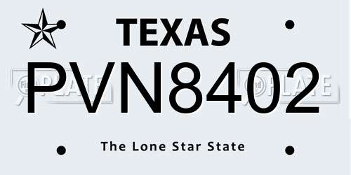 PVN8402 Texas License Plate