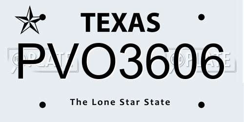 PVO3606 Texas License Plate