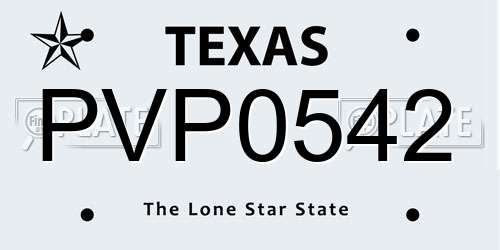 PVP0542 Texas License Plate