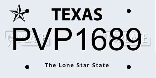PVP1689 Texas License Plate