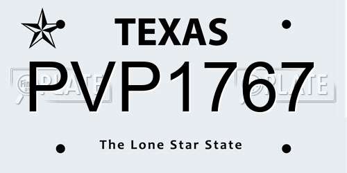 PVP1767 Texas License Plate