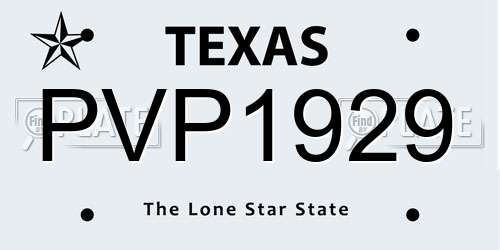 PVP1929 Texas License Plate